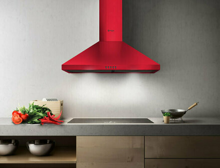 Wiggo WE-E543R(RB) - Wandschouw Afzuigkap - 50cm - Rood