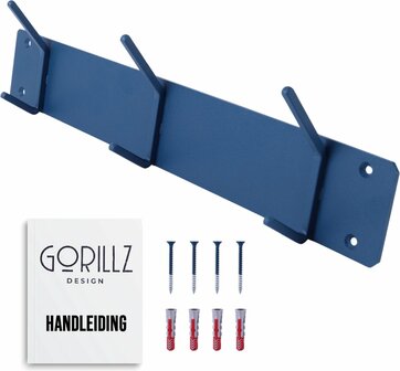 Gorillz&nbsp;Mystiek Three -&nbsp;Industri&euml;le -&nbsp;Wandkapstok&nbsp;- Muur&nbsp;Kapstok - 6 Kapstok haken&nbsp;-&nbsp;Blauw