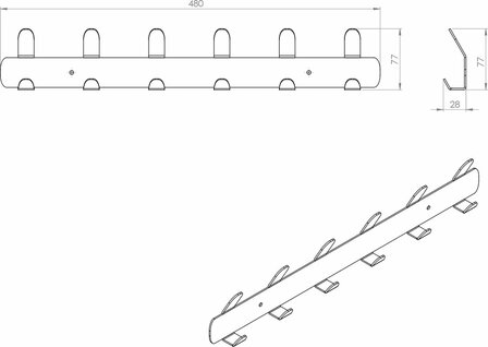 Gorillz Tiddly Kapstok Wandkapstok 12 KapstokHaken (lengte) 48 cm Metaal Wit