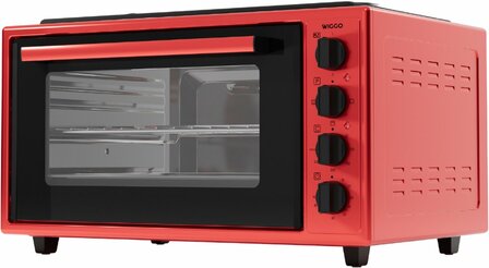 Wiggo WMO-E4562H(R) - Vrijstaande oven met kookplaat 2000 W - 45 liter - Rood