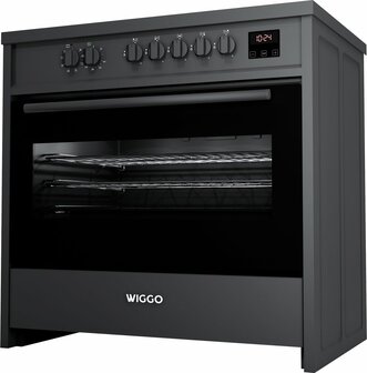 Wiggo WIO-E921A(BB) - Freestanding - Induction - Elektrische Oven - 90cm - 8 Function - 121 Liter - 3000 W - Zwart