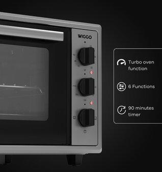 Wiggo WMO-E456(X) - Vrijstaande Mini Oven - 45 liter - 2000 Watt - Timer - Rvs