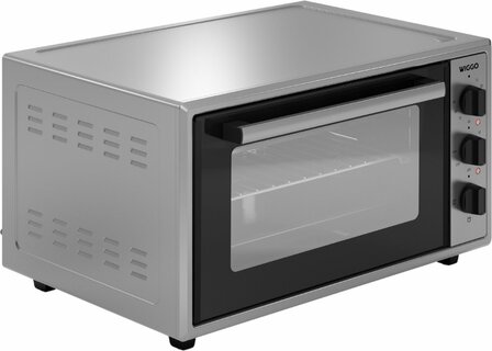 Wiggo WMO-E456(X) - Vrijstaande Mini Oven - 45 liter - 2000 Watt - Timer - Rvs