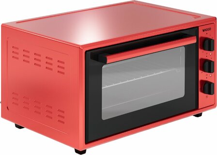 Wiggo WMO-E456(R) - Vrijstaande Mini Oven - 45 liter - 2000 Watt - Timer - Rood