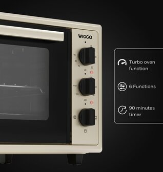 Wiggo WMO-E456(C) - Vrijstaande Mini Oven - 45 liter - 2000 Watt - Timer - Creme