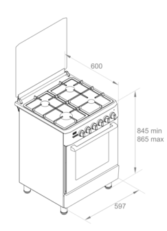 Wiggo WO-E639R(RX) Serie 9 - Gasfornuis - Wok - Rood Rvs