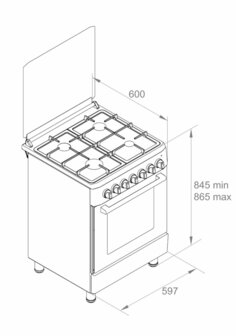 Wiggo WO-E605R(BB) Serie 5 - Gasfornuis - Zwart