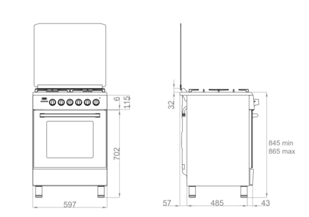 Wiggo WO-E609R(RX) Serie 9 - Gasfornuis - Rood Rvs