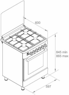 Wiggo WO-E609R(XX) Serie 9 - Gasfornuis - Rvs