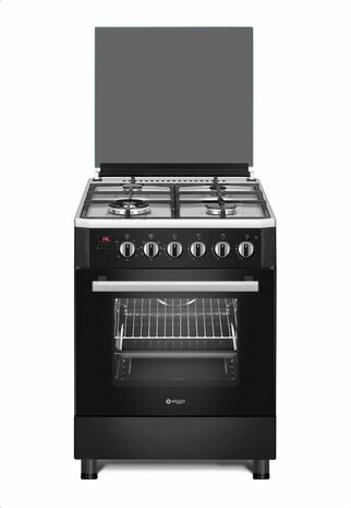 Wiggo WO-E639R(BX) Serie 9 - Gasfornuis - Wok - Zwart Rvs