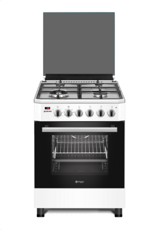 Wiggo WO-E639R(WX) - Serie 9 - 60 cm - Gasfornuis - Wok - Wit Rvs