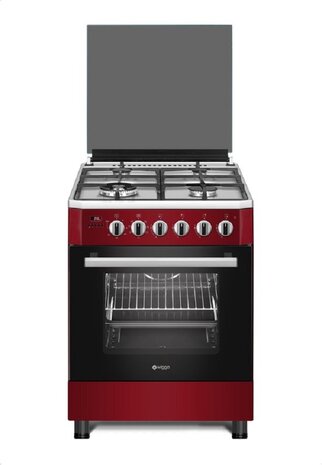 Wiggo WO-E639R(RX) Serie 9 - Gasfornuis - Wok - Rood Rvs