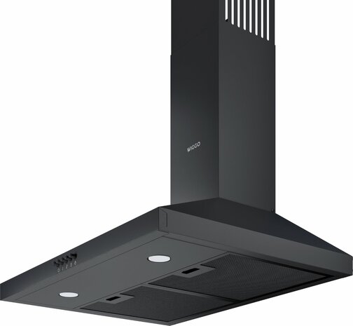 Wiggo WE-D630P(B) - Wandschouw Afzuigkap - 60 cm - 300m³/h - 3 standen - Energieklasse D - Zwart 