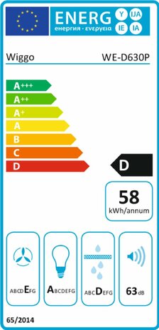 Wiggo WE-D630P(B) - Wandschouw Afzuigkap - 60 cm - 300m³/h - 3 standen - Energieklasse D - Zwart 