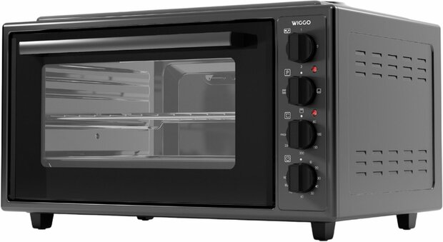 Wiggo WMO-E4562H(B) - Vrijstaande oven met kookplaat 2000W - 45 liter - Zwart