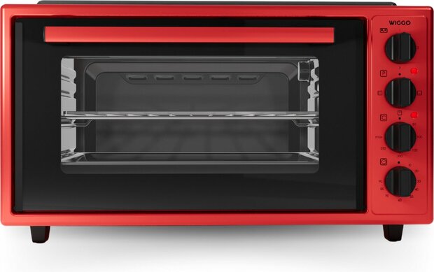 Wiggo WMO-E4562H(R) - Vrijstaande oven met kookplaat 2000 W - 45 liter - Rood