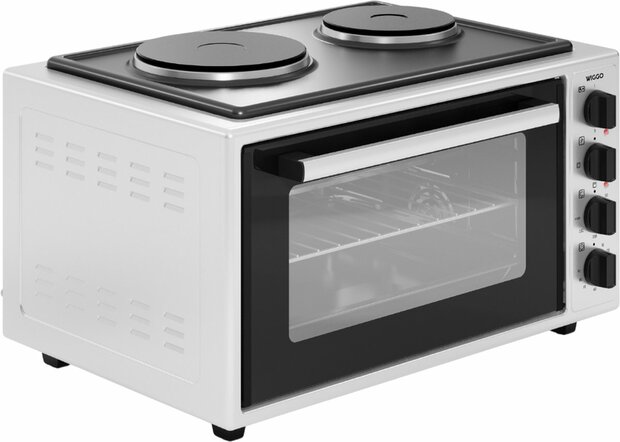 Wiggo WMO-E4562H(W) - Vrijstaande oven met kookplaat 2000 W - 45 liter - Wit