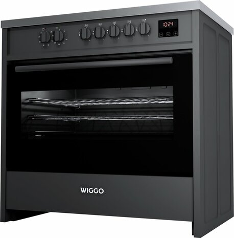 Wiggo WIO-E921A(BX) - Freestanding - Induction - Elektrische Oven - 90cm - 8 Function - 121 Liter - 3000 W - Zwart Inox