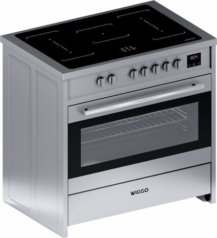 Wiggo WIO-E921A(XX) - Freestanding - Induction - Elektrische Oven - 90cm - 8 Function - 121 Liter - 3000 W - Inox