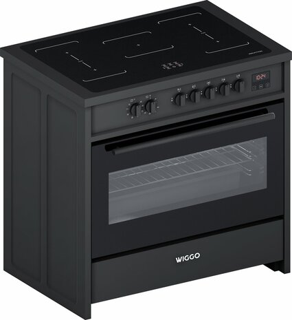 Wiggo WIO-E921A(BB) - Freestanding - Induction - Elektrische Oven - 90cm - 8 Function - 121 Liter - 3000 W - Zwart