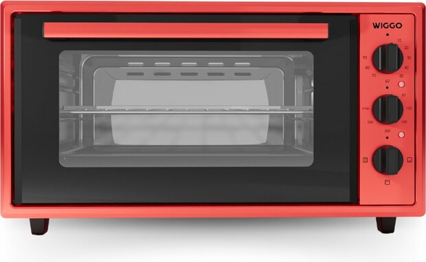 Wiggo WMO-E456(R) - Vrijstaande Mini Oven - 45 liter - 2000 Watt - Timer - Rood