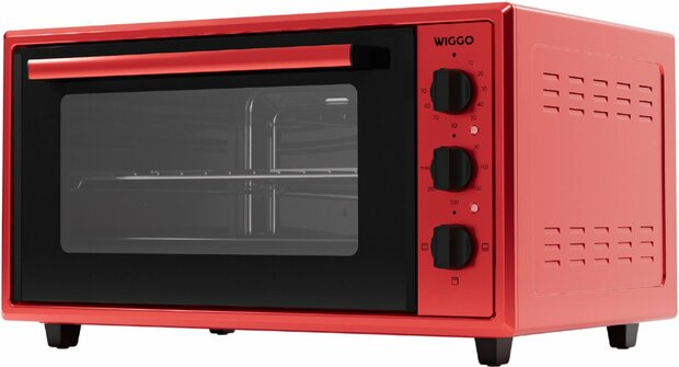 Wiggo WMO-E456(R) - Vrijstaande Mini Oven - 45 liter - 2000 Watt - Timer - Rood