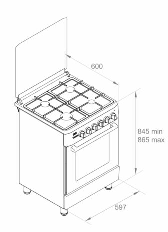 Wiggo WO-E609R(CX) Serie 9 - Gasfornuis - Créme Rvs