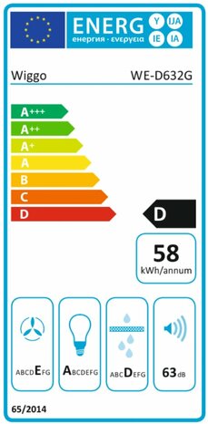 Wiggo WE-D632G(B) - Schuine Afzuigkap - 60cm - Zwart Dubbel Glas